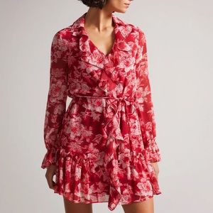 Ted Baker Linndie Ruffle Midi Dress With Metal Ball Trim